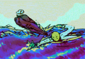LoveMachine and Father swimming in the ocean.